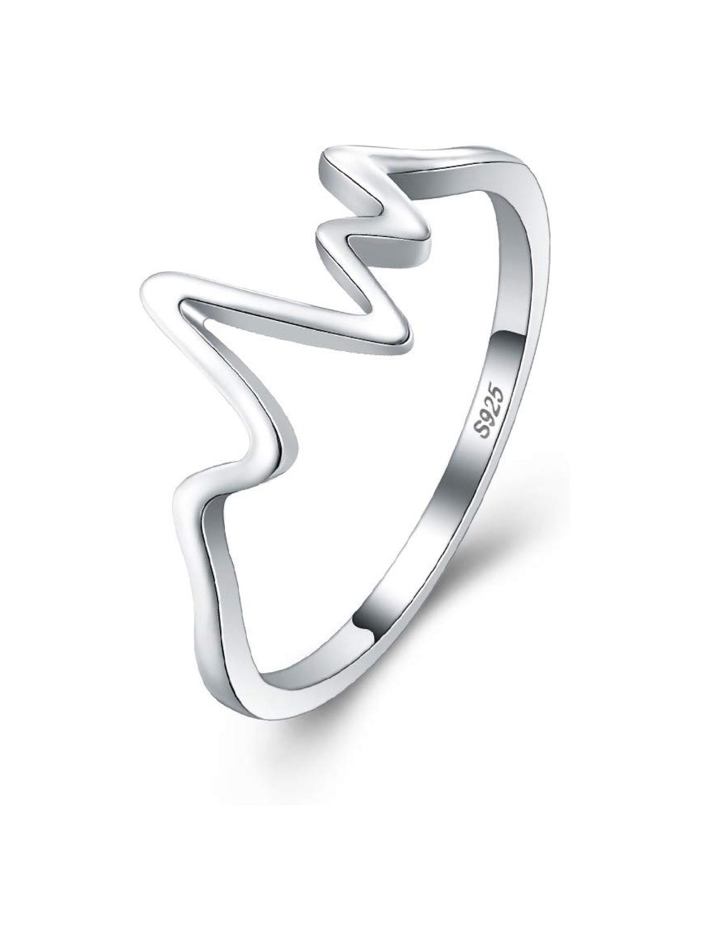 Sterling Silver Wave Outline Ring - Silver